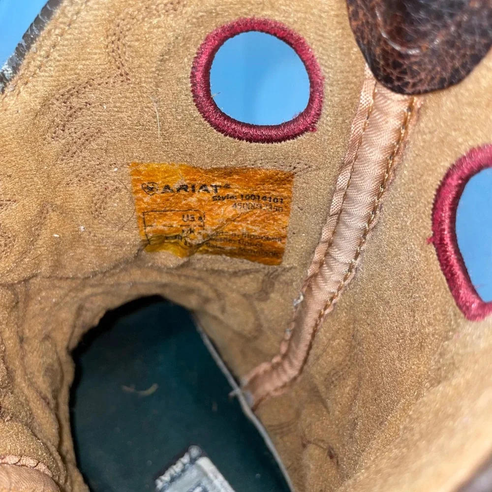 Ariat Kids Brown Leather Western Cowboy Boots Square Toe 10014101 Size 4 Y